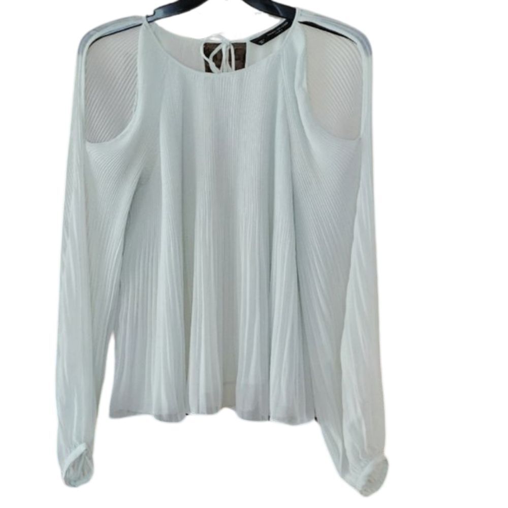 Zara Trafaluc Collection Women's‎ Small Mint Green Pintuck Cold Shoulder Blouse